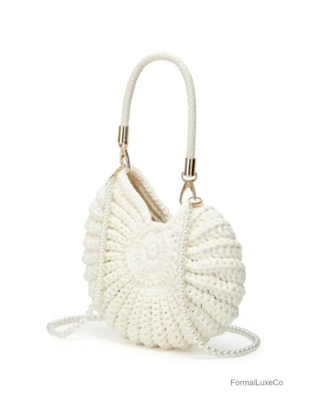 Handwoven Seashell Bag Crochet Boho Evening Clutch Crossbody Shoulder Purse
